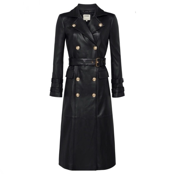 L'AGENCE Jackets & Blazers - L'AGENCE NWT BLACK Celina Leather Black Double-Breasted Leather Coat XS